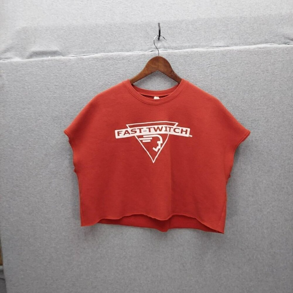 Bella + Canvas Red Cropped Sweatshirt Fast-Twitch Print & Established 01 On Back